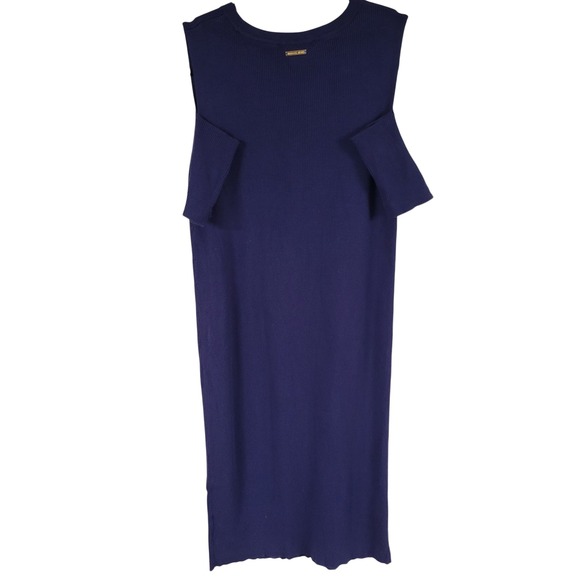 MICHAEL Michael Kors Dresses & Skirts - Michael Kors XL Navy Blue‎ Ribbed Knit Cold Shoulder Midi Dress